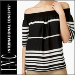 New INC Top Striped Off the Shoulder 70% OFF!